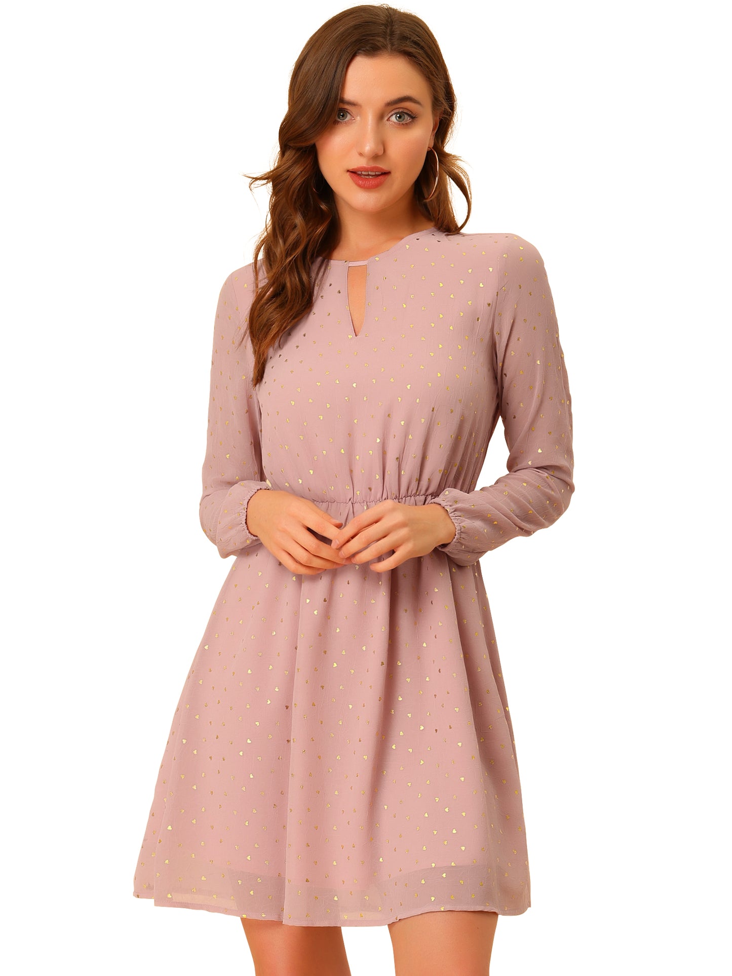 Women's Choker V Neck Gilding Metallic Star Flared A-Line Dress