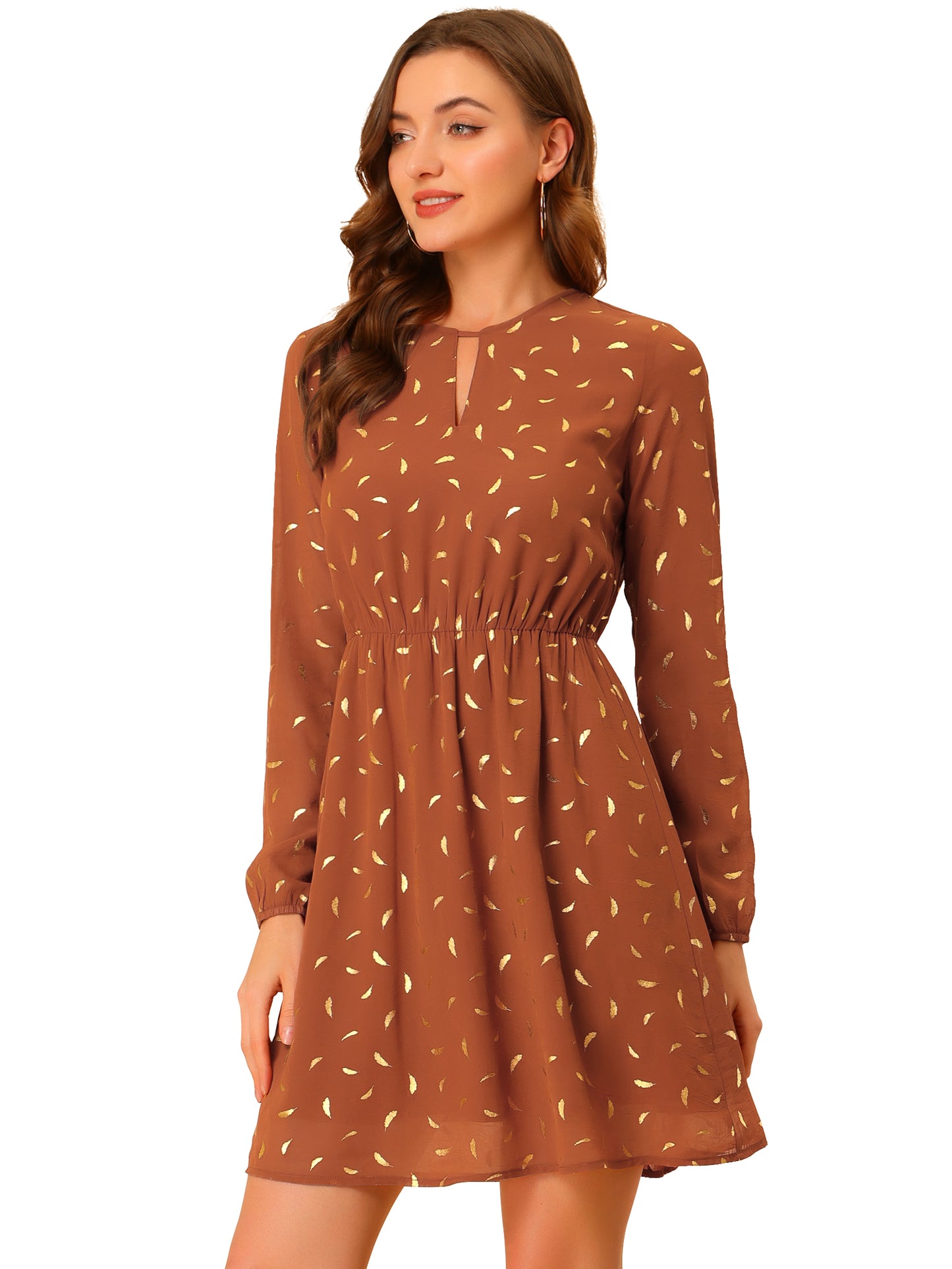 Women's Choker V Neck Gilding Metallic Star Flared A-Line Dress