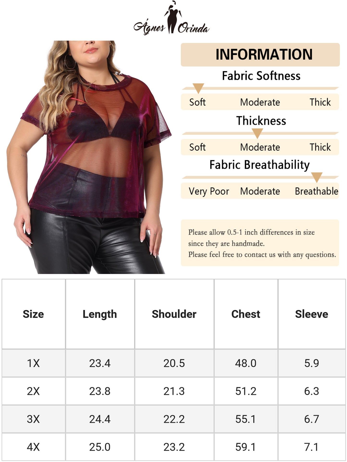 Women Plus Size Party Top Sheer Mesh Holographic See Through Sexy Top