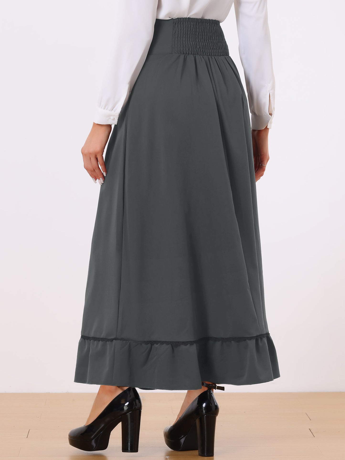 Women's High Waist Vintage Retro Swing Maxi Skirt