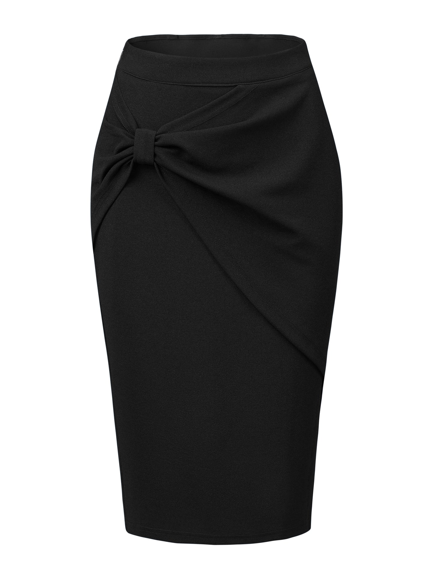 Falda tubo ajustada de cintura alta fruncida hasta la rodilla para usar en el trabajo para mujer