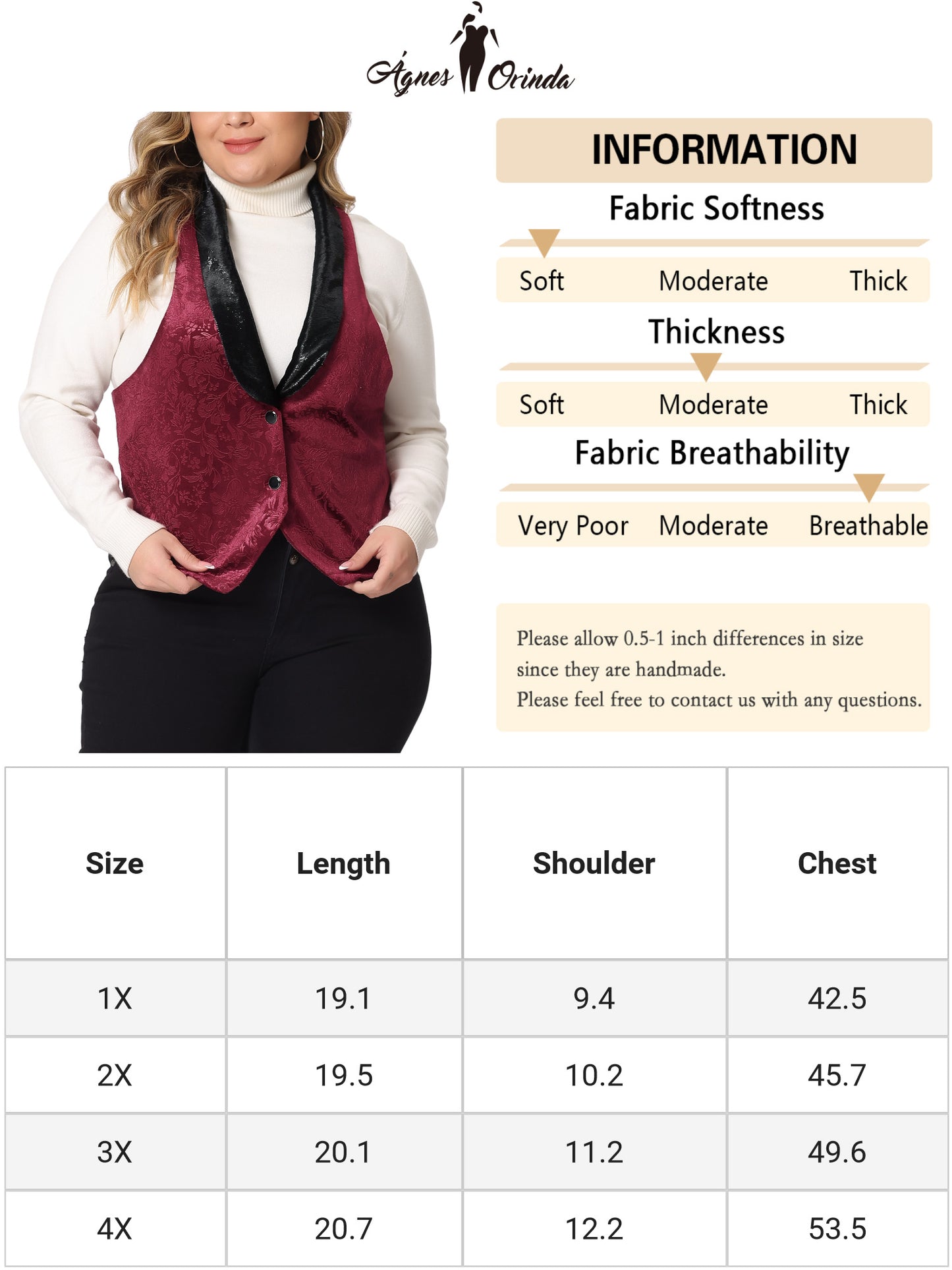 Women's Plus Size Vest Jacket Vintage Jacquard Lapel Collar Button Velvet Waistcoat