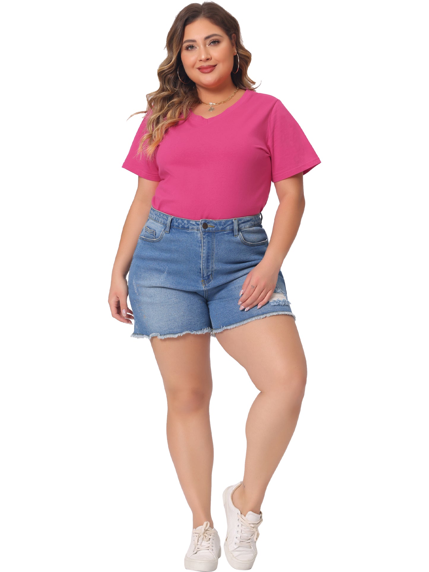 Women Plus Size T Shirt Short Sleeve V Neck Basic Casual Summer Top