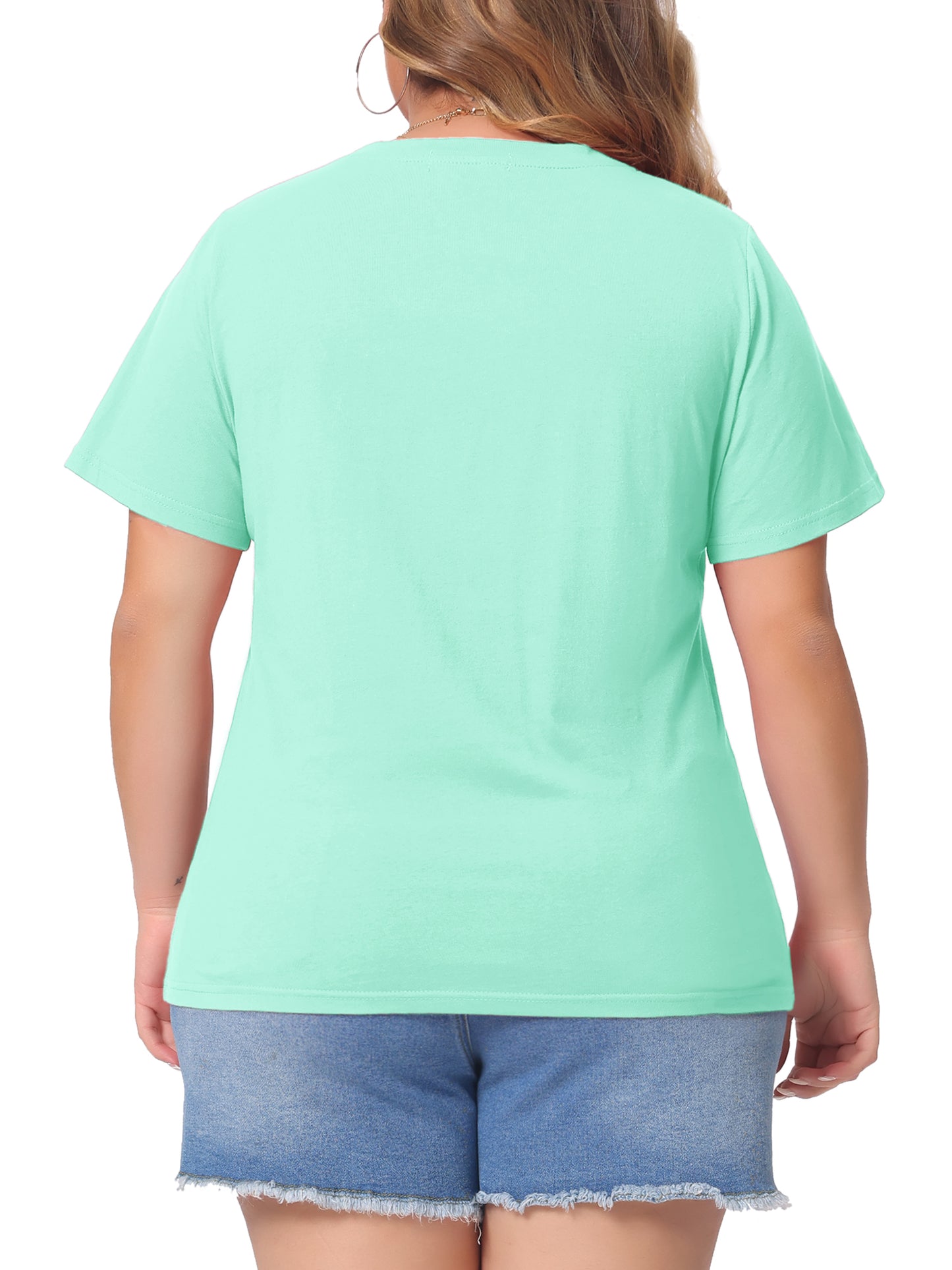 Women Plus Size T Shirt Short Sleeve V Neck Basic Casual Summer Top