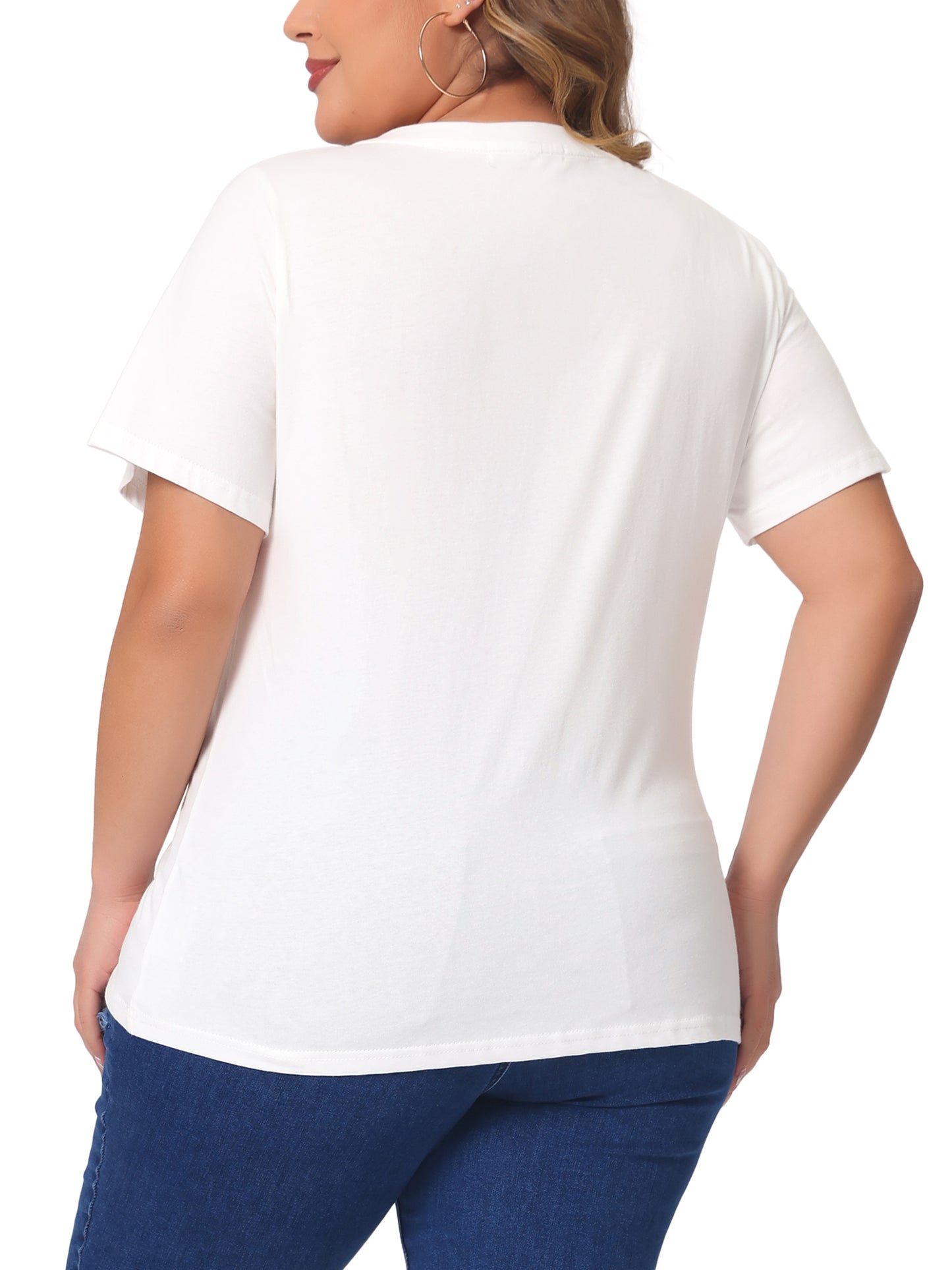 Women Plus Size T Shirt Short Sleeve V Neck Basic Casual Summer Top