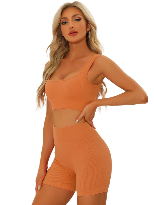 Women's Workout Sets Bra High Waisted Shorts Sets Gym Yoga Outfits