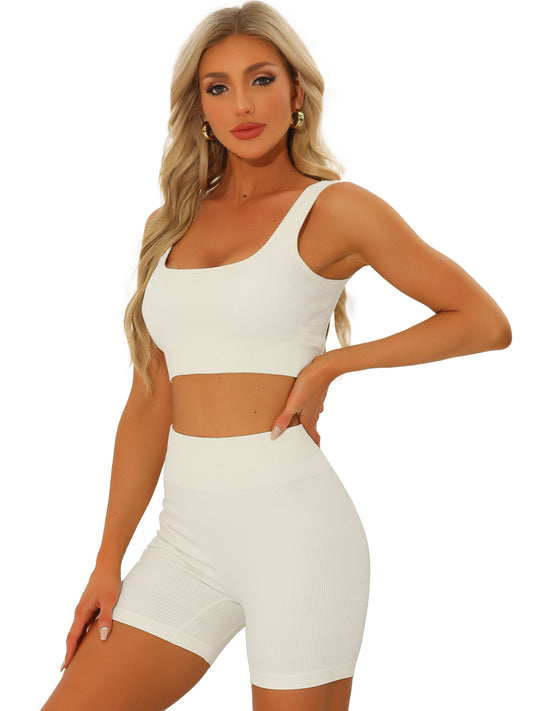 Women's Workout Sets Bra High Waisted Shorts Sets Gym Yoga Outfits