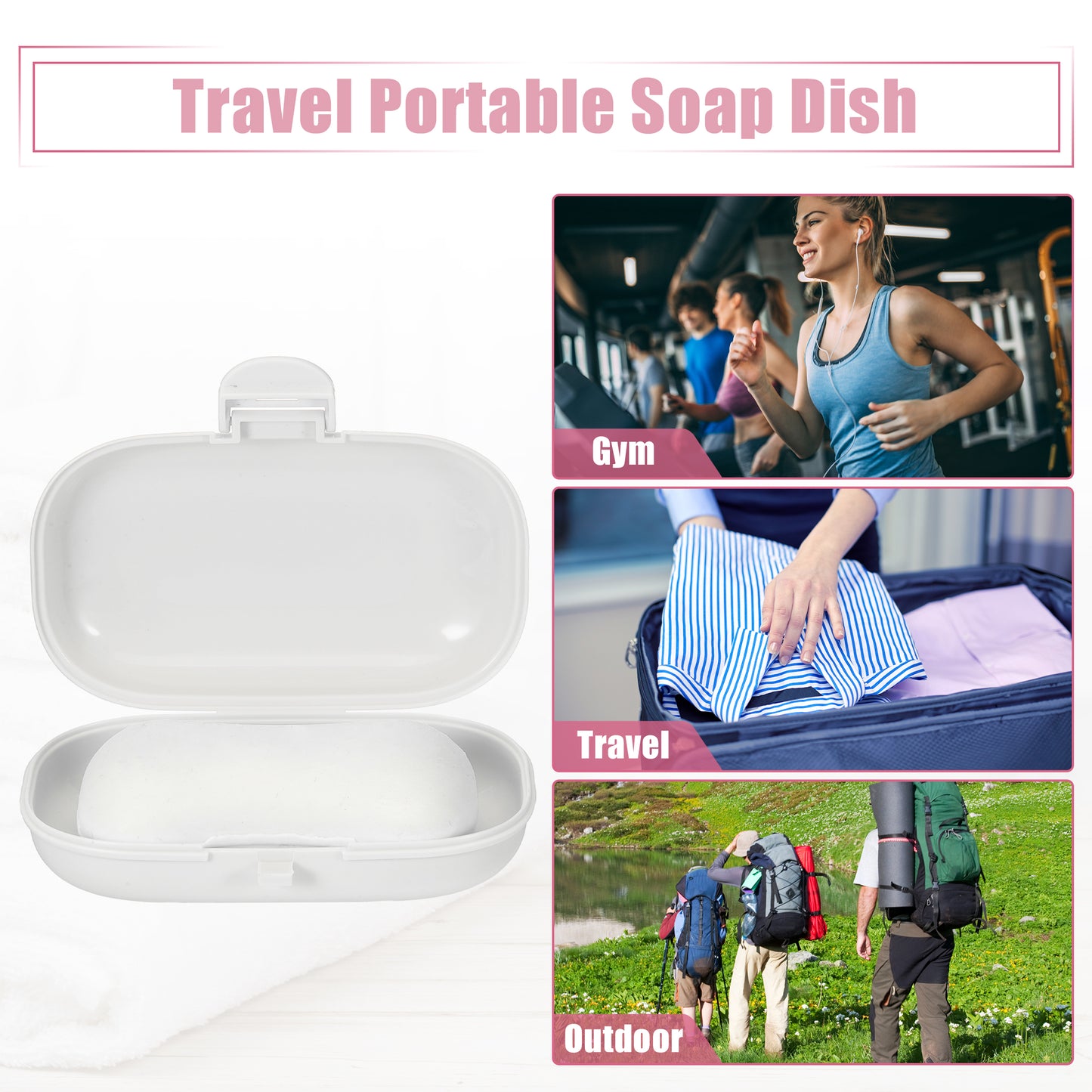 Travel Soap Dish, Plastic Portable Soap Box Box 4.80"x3.07" White