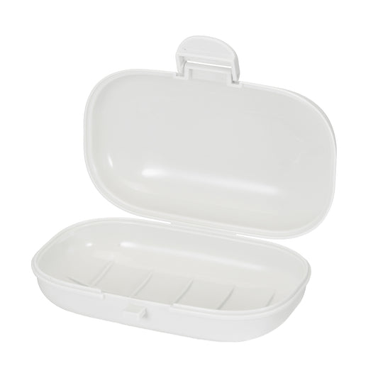 Jabonera de viaje, caja de plástico portátil, 12,7 x 7,9 cm, color blanco