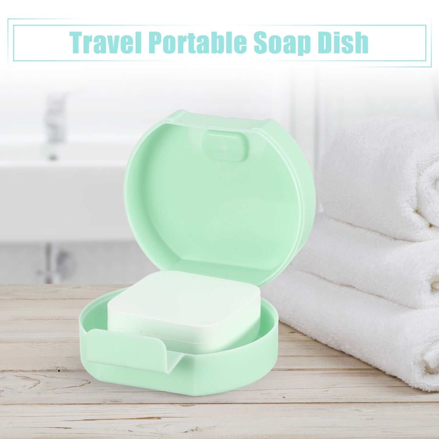 Travel Soap Dish, Portable Soap Storage Box 3.27"x2.91" Green