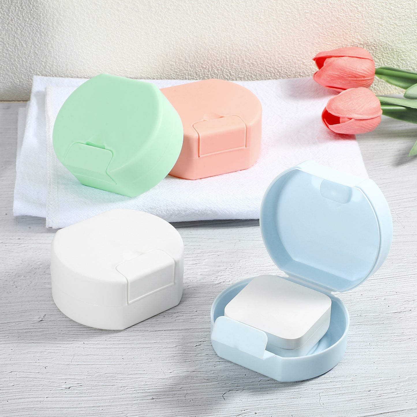 Travel Soap Dish, Portable Soap Storage Box 3.27"x2.91" Green
