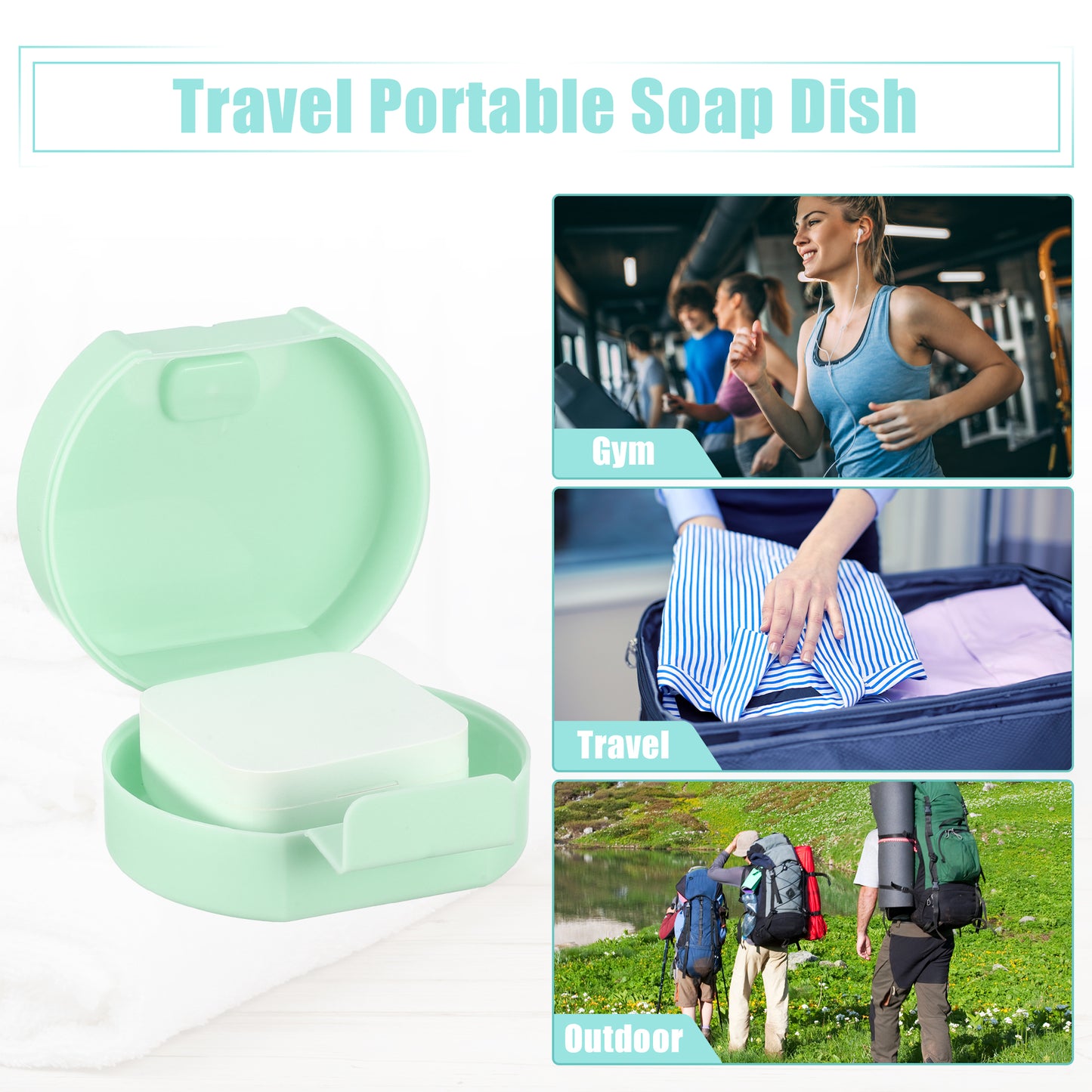 Travel Soap Dish, Portable Soap Storage Box 3.27"x2.91" Green