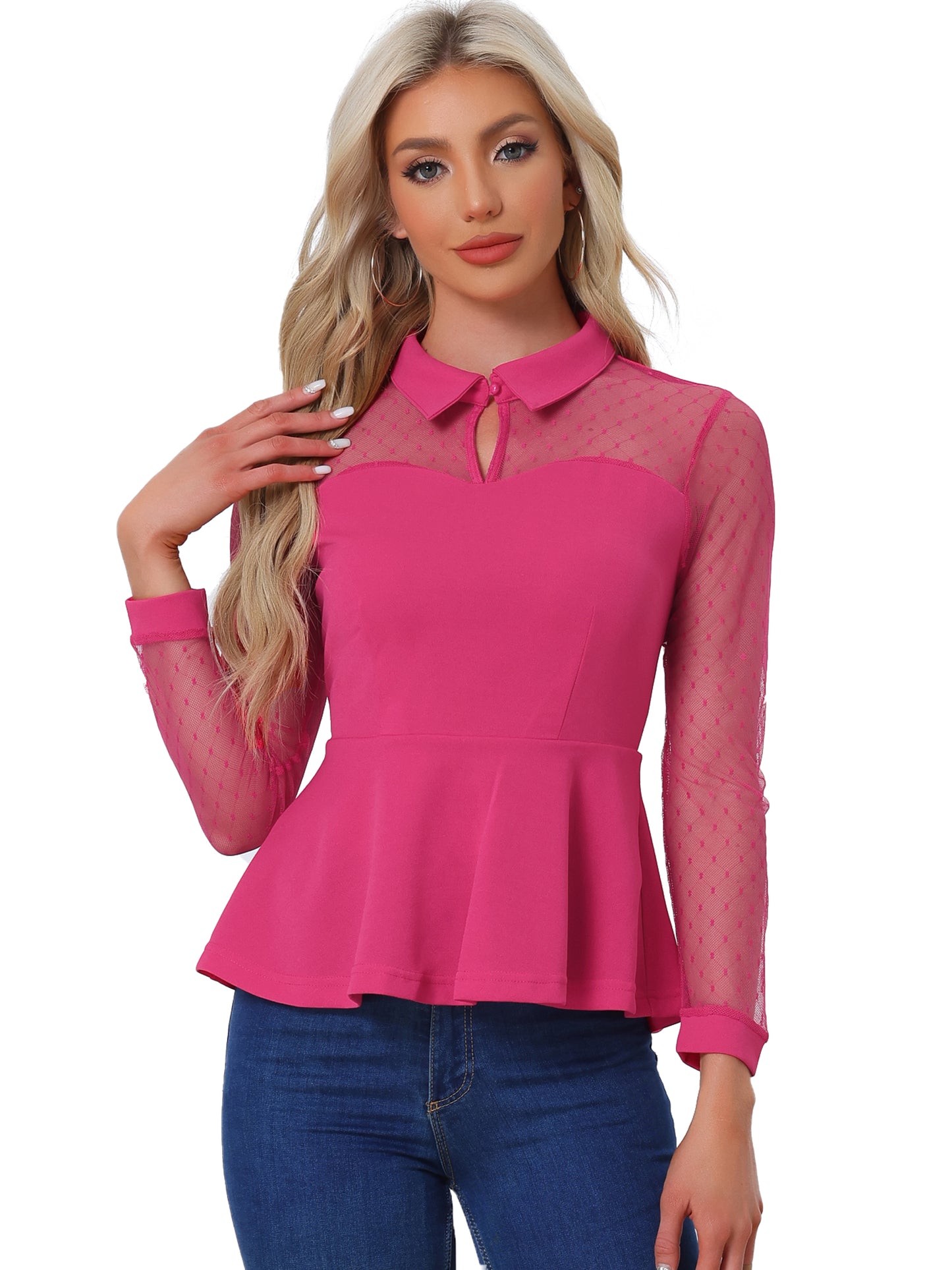 Women's Peplum Top Mesh Sleeve Gothic Blouse