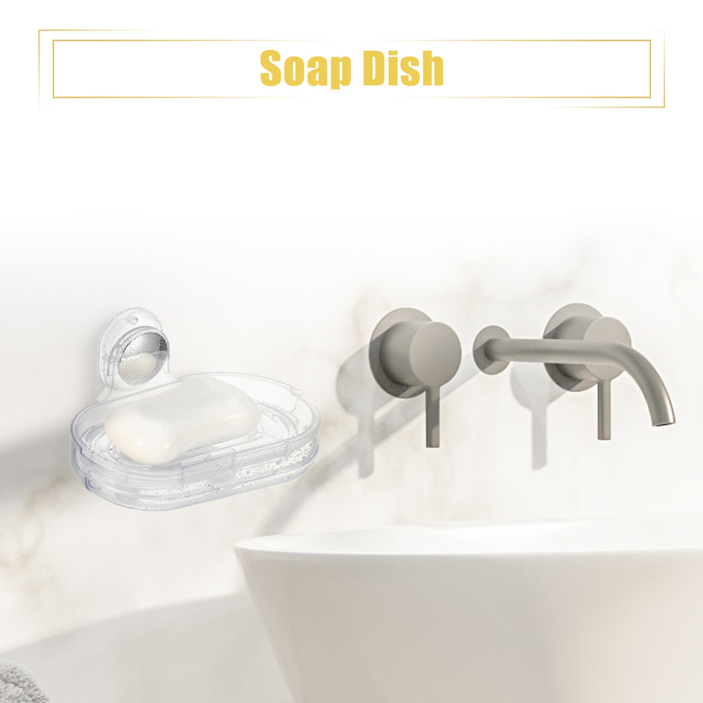 Jabonera de pared, soporte para jabón para baño y cocina, transparente