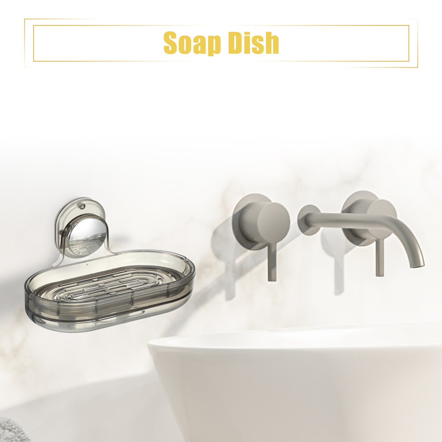 Wall Mounted Soap Dish, Soap Holder for Bathroom Kitchen Black