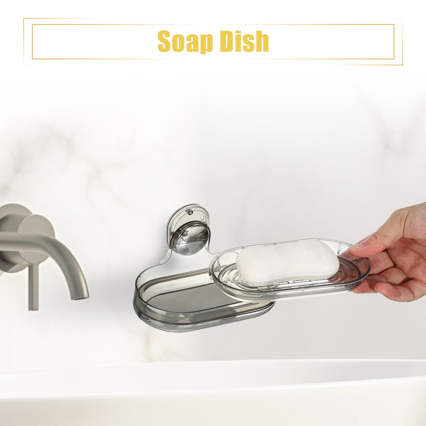 Wall Mounted Soap Dish, Soap Holder for Bathroom Kitchen Black