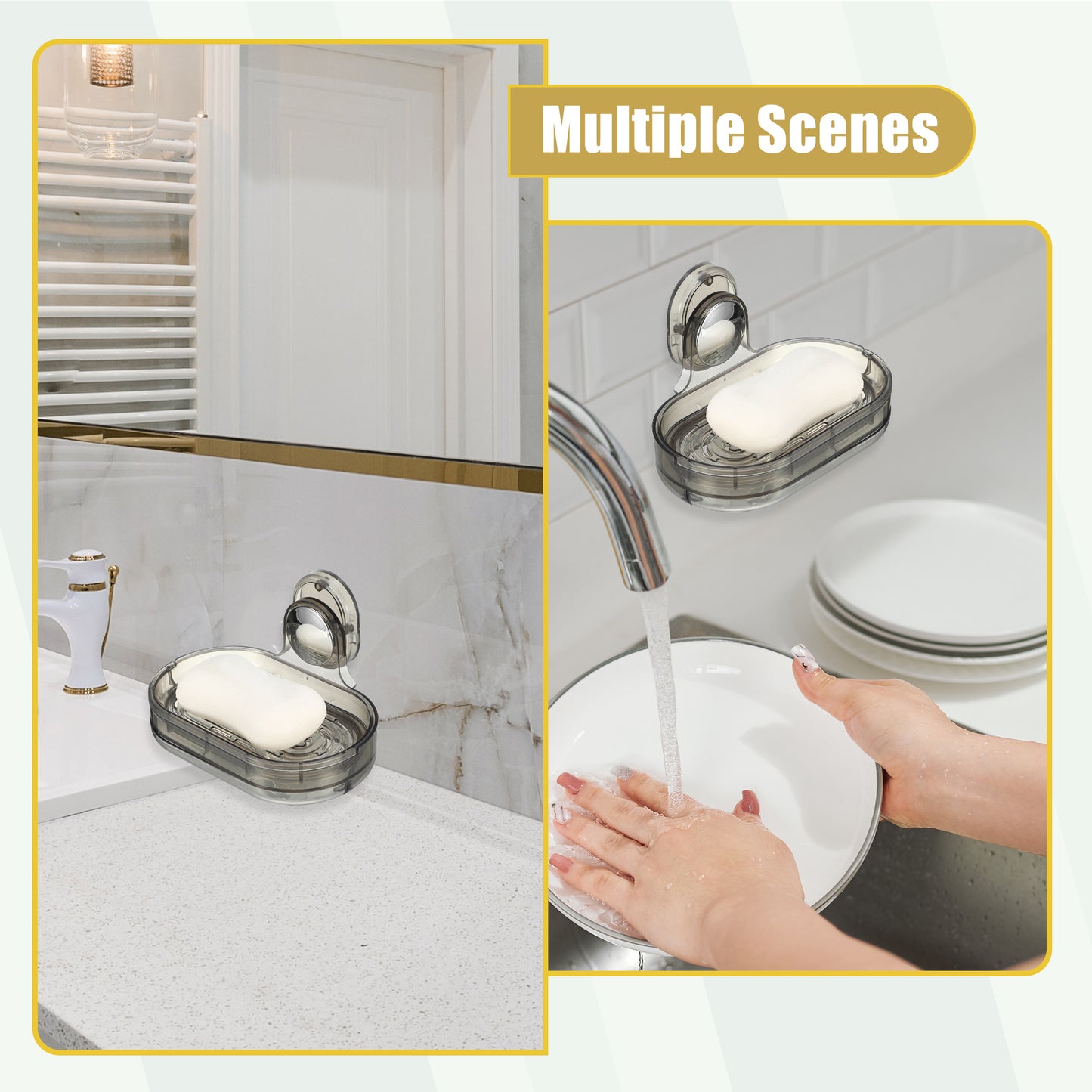 Wall Mounted Soap Dish, Soap Holder for Bathroom Kitchen Black