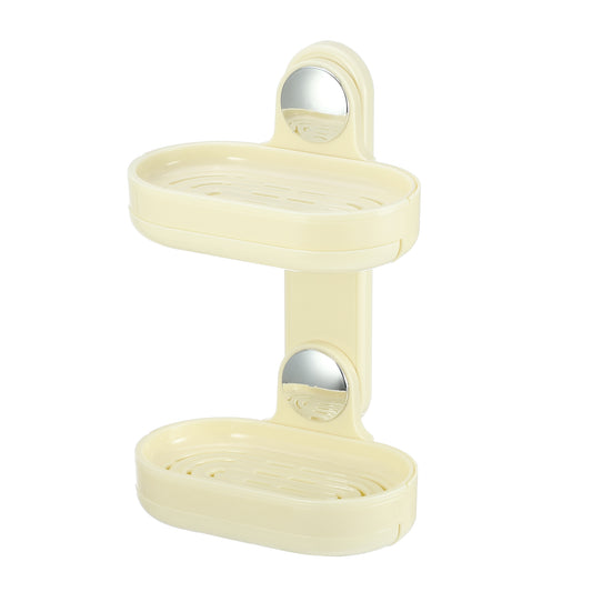 Jabonera de pared de doble capa para baño y cocina, color beige