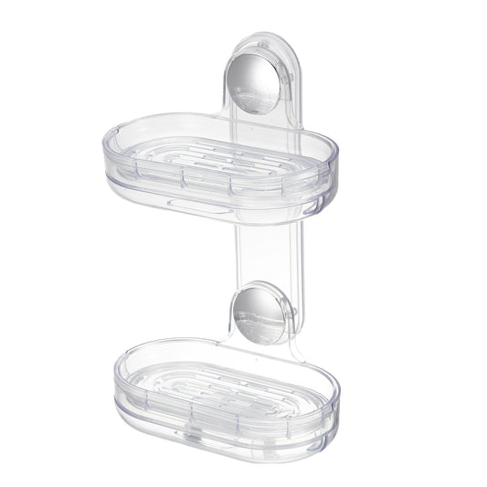 Double Layer Soap Holder Wall Mounted Soap Dish for Bathroom Kitchen Clear