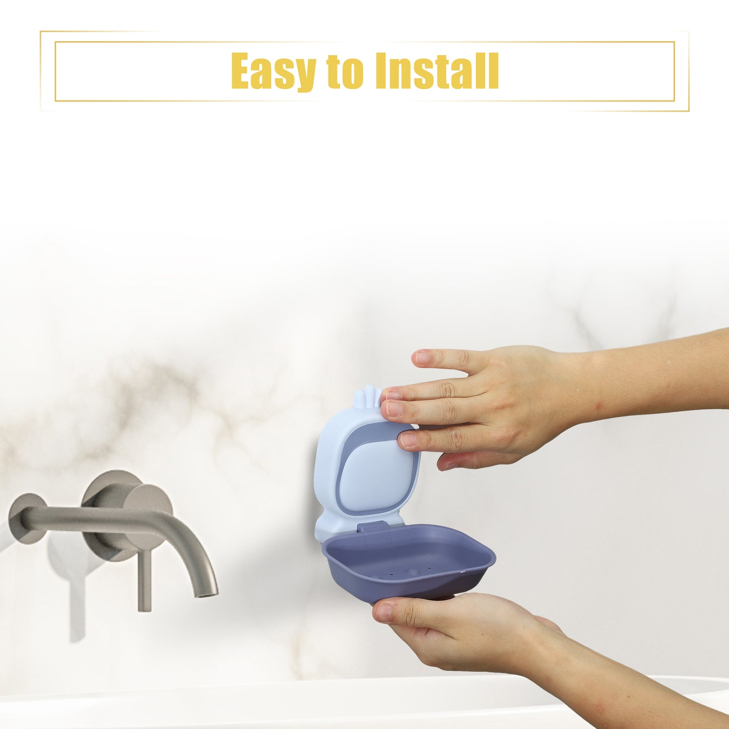 Wall Mounted Soap Dish Cute Plastic Soap Holder for Bathroom Kitchen Light Purple