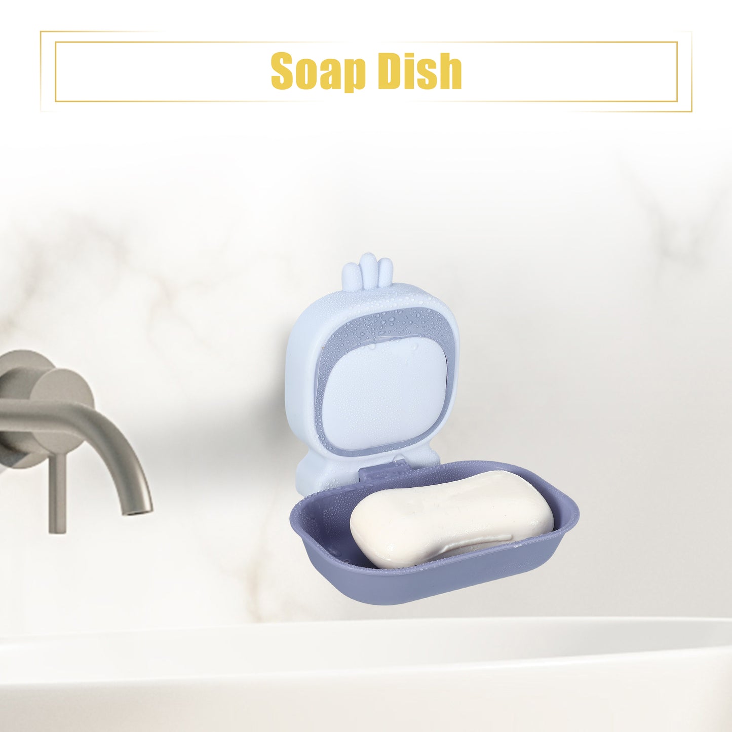 Wall Mounted Soap Dish Cute Plastic Soap Holder for Bathroom Kitchen Light Purple