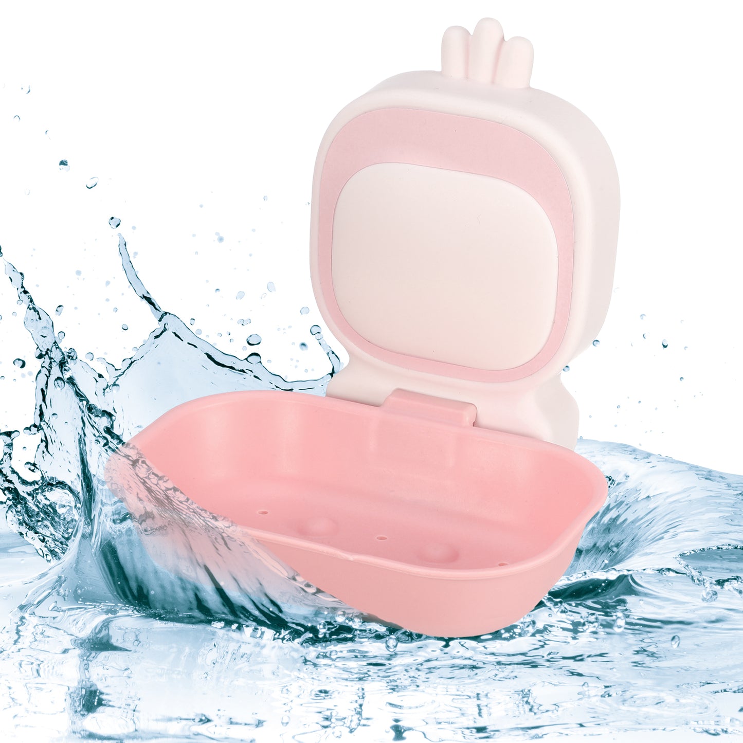 Jabonera de pared, bonita jabonera de plástico para baño y cocina, color rosa