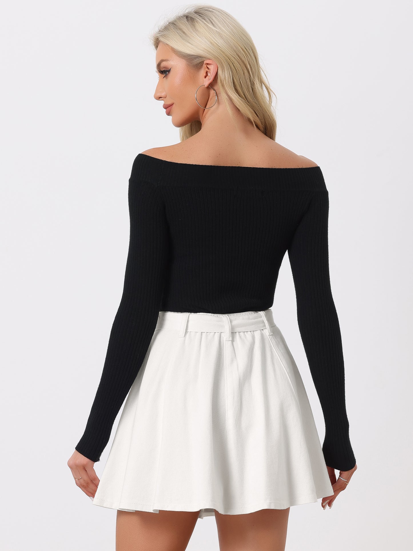 Falda vaquera informal para mujer, cintura alta, corte A, acampanada, minifalda vaquera con cinturón