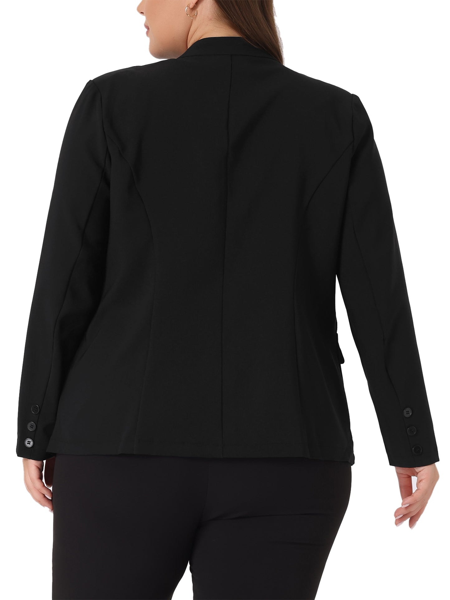 Blazer de talla grande para mujer, con botones, manga larga, para oficina, trabajo, negocios, chaqueta
