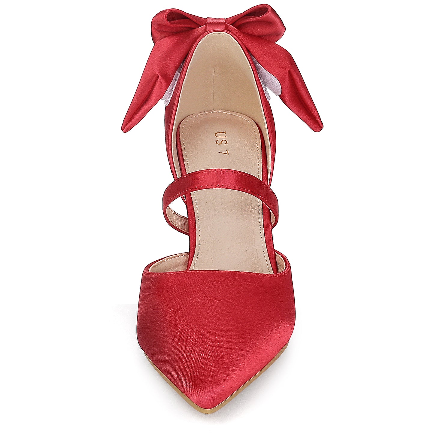 Women's Pointed Toe Bow Satin Stiletto Heels Pumps