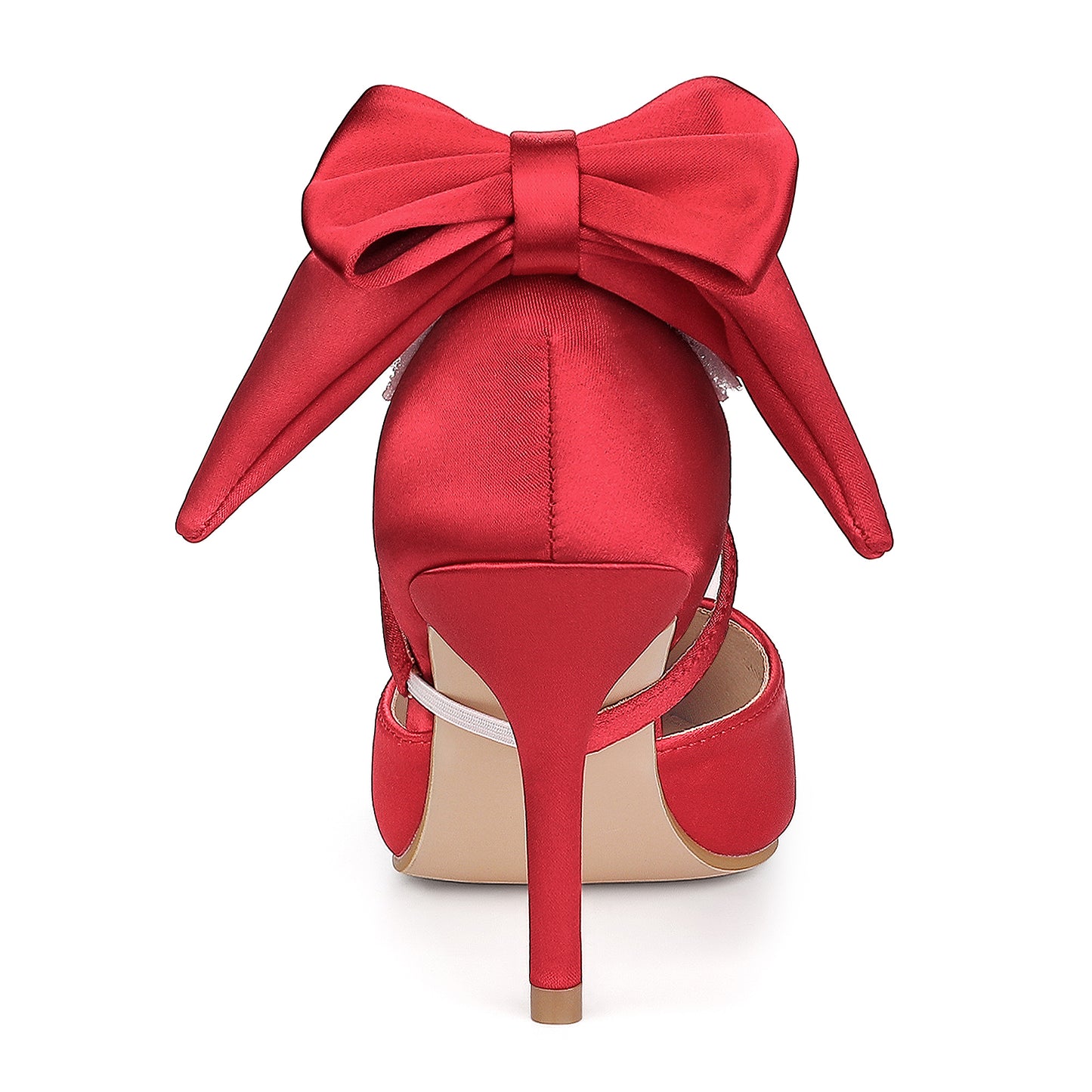 Women's Pointed Toe Bow Satin Stiletto Heels Pumps