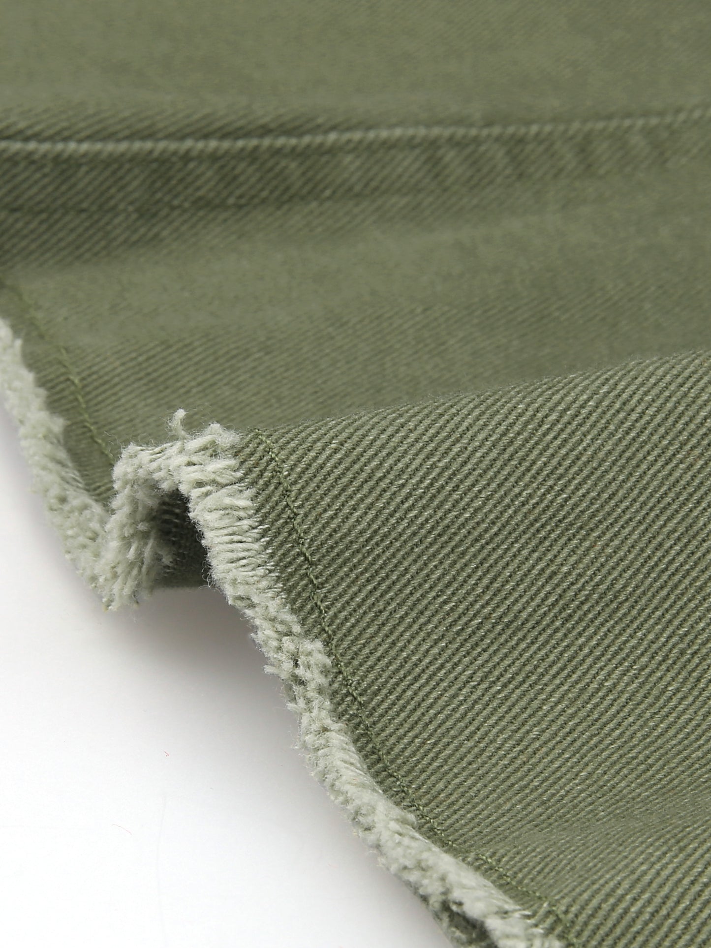 Agnes Orinda Plus Size Classic Washed Front Frayed Denim Jacket Green
