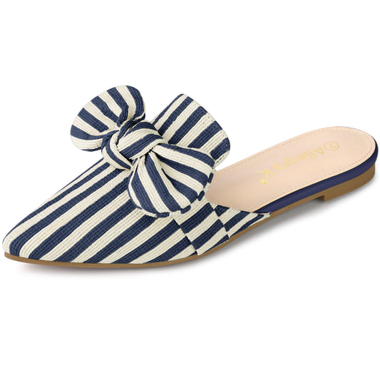 Sandalias planas con lazo y punta puntiaguda para mujer