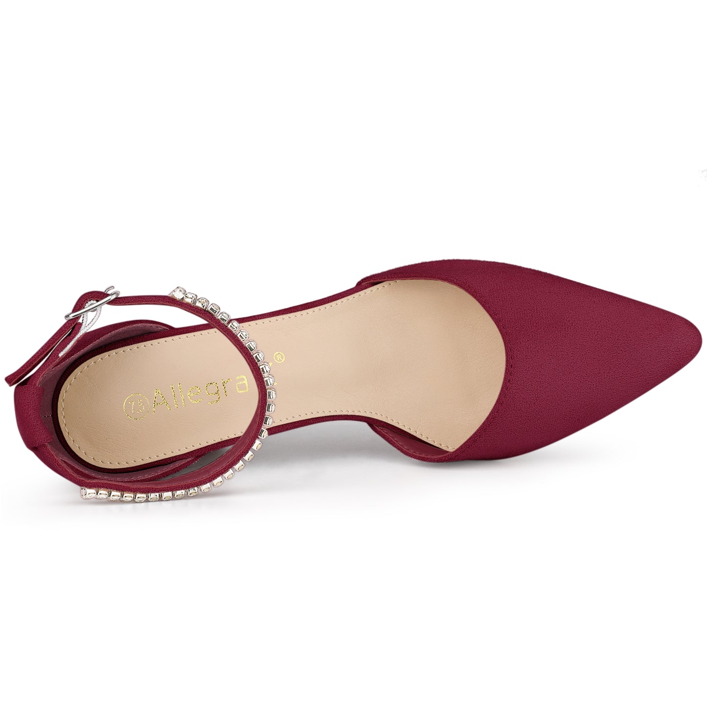 Zapatos de tacón grueso con tiras en el tobillo y punta puntiaguda para mujer