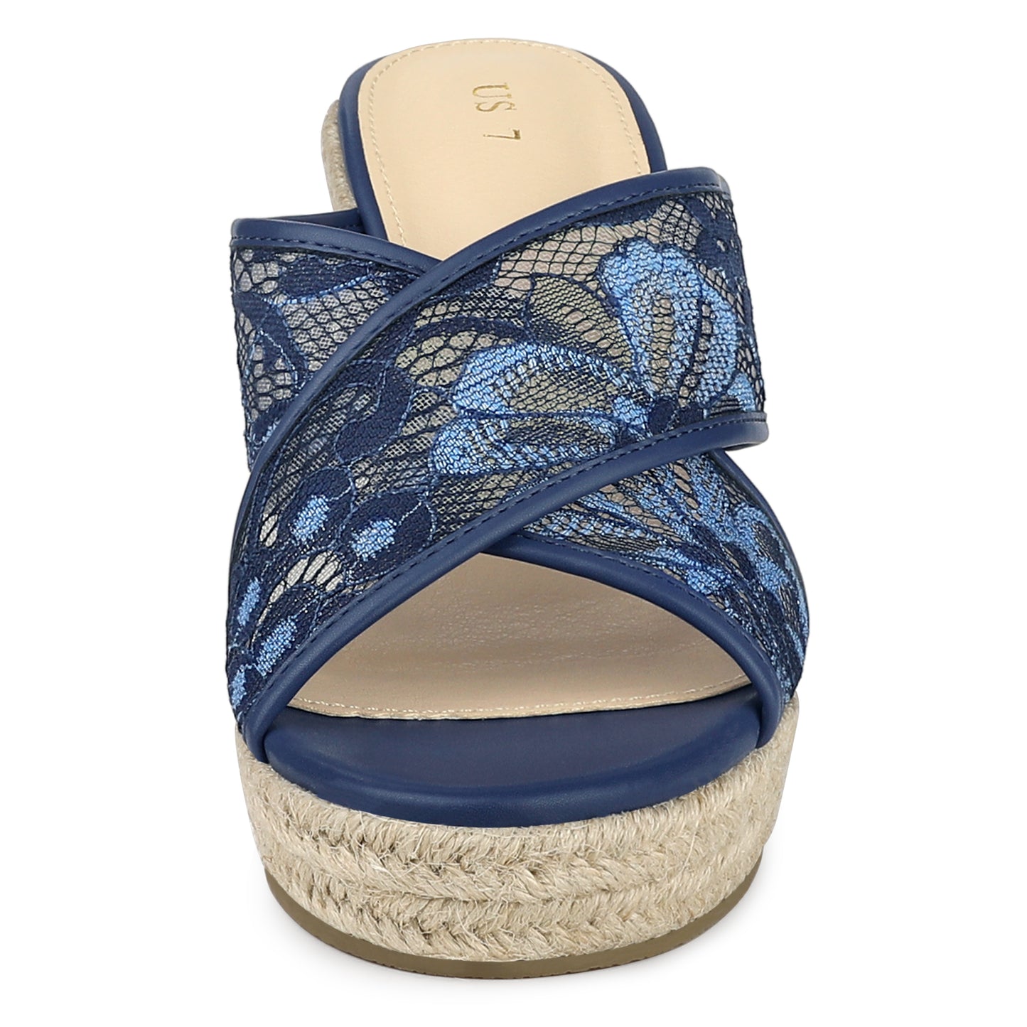 Women's Lace Crisscross Strap Slide Wedge Espadrilles Sandals