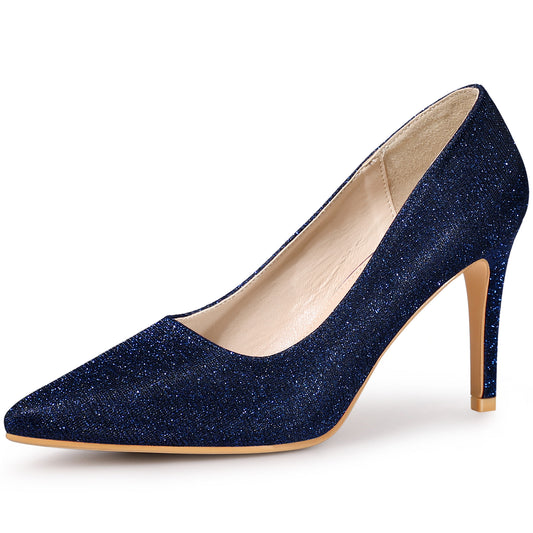 Zapatos de tacón alto de aguja con purpurina para mujer