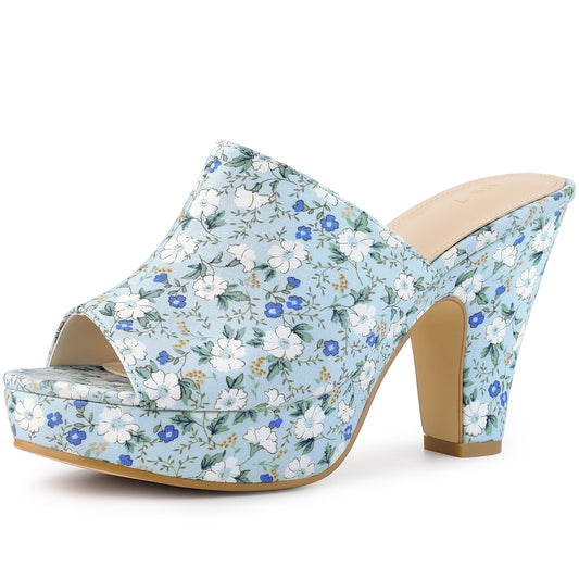 Sandalias de plataforma con tacón grueso y diseño floral para mujer