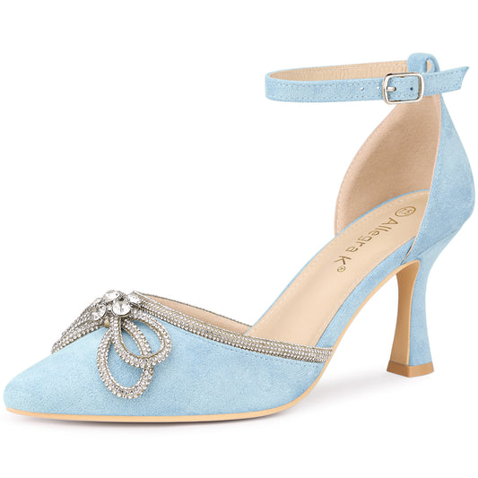 Women's Rhinestones Bow Wedding Shoes Stiletto Heel Sandals Pumps