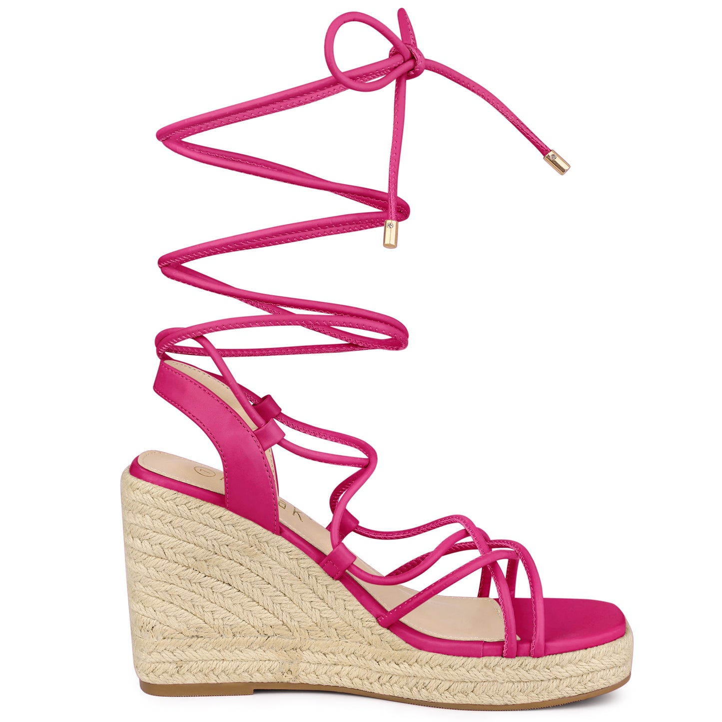 Alpargatas con plataforma, punta cuadrada y cordones para mujer