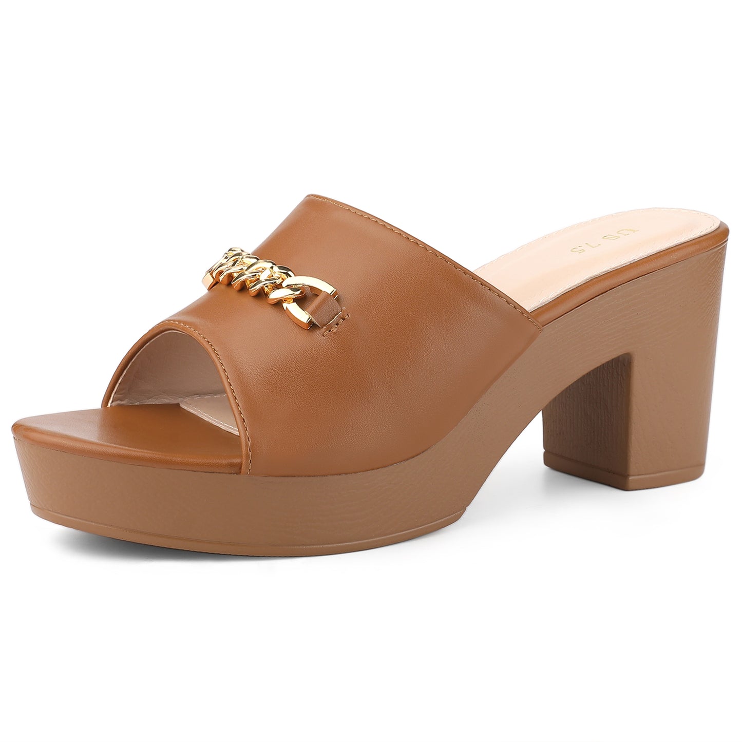 Women Open Toe Platform Block Heel Slides Sandals
