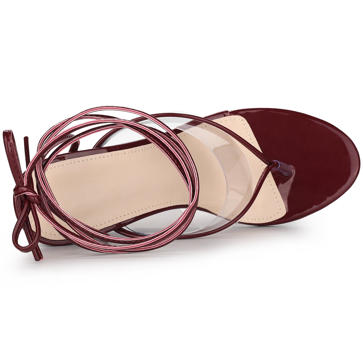 Women's Lace Up Clear Strap Flip Flops Wedge Sandals