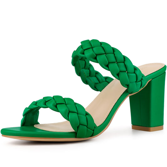 Sandalias de tacón grueso con plataforma y trenzado para mujer