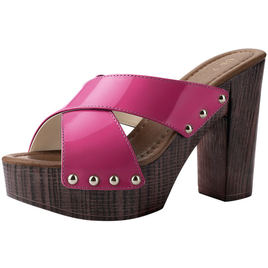 Sandalias de plataforma con tiras cruzadas y tacones gruesos para mujer