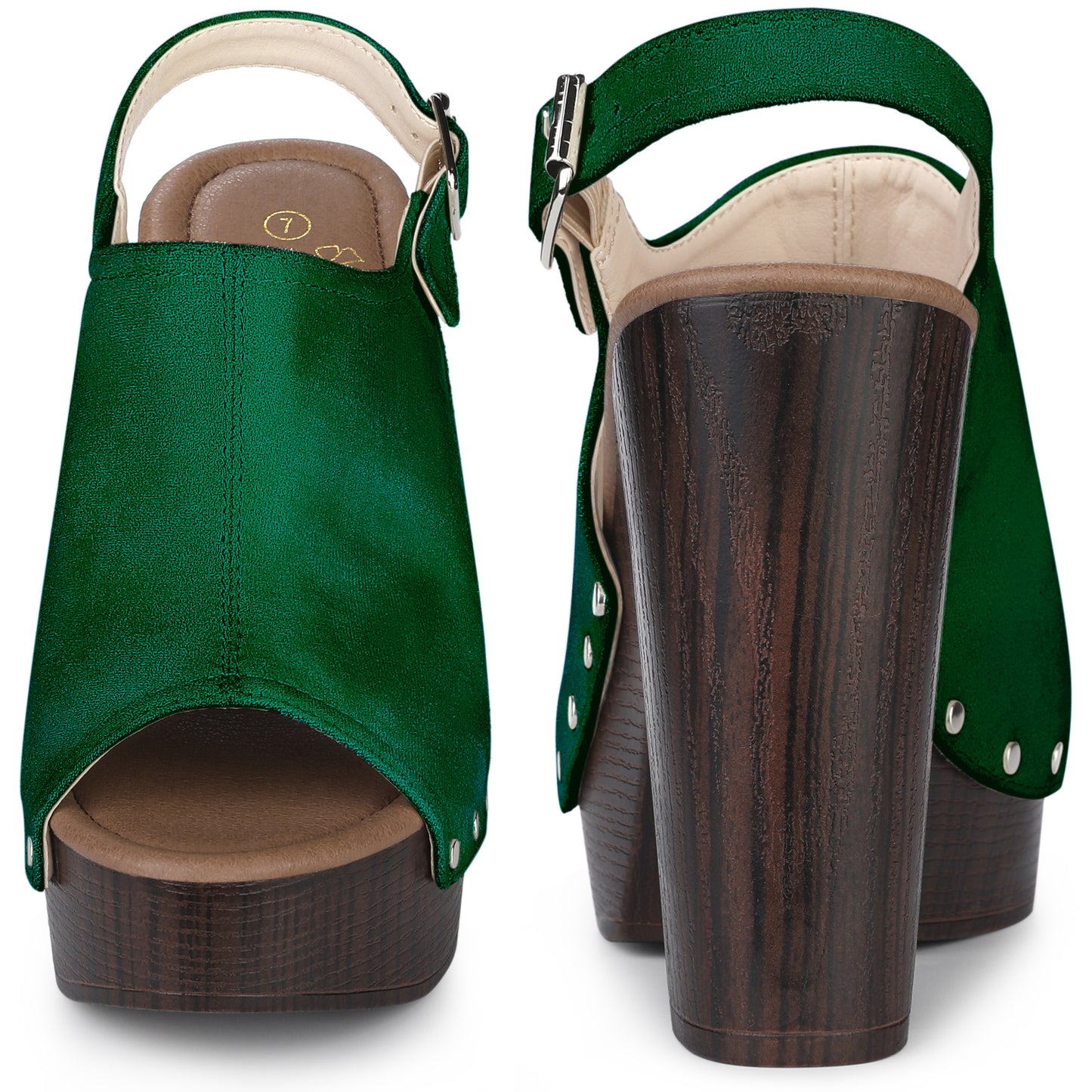 Sandalias de plataforma con tacón grueso y tira trasera para mujer
