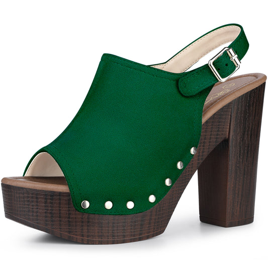 Sandalias de plataforma con tacón grueso y tira trasera para mujer