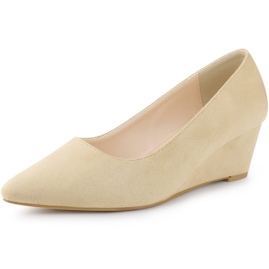 Women's Pointy Toe Slip On Wedges Heels Pumps
