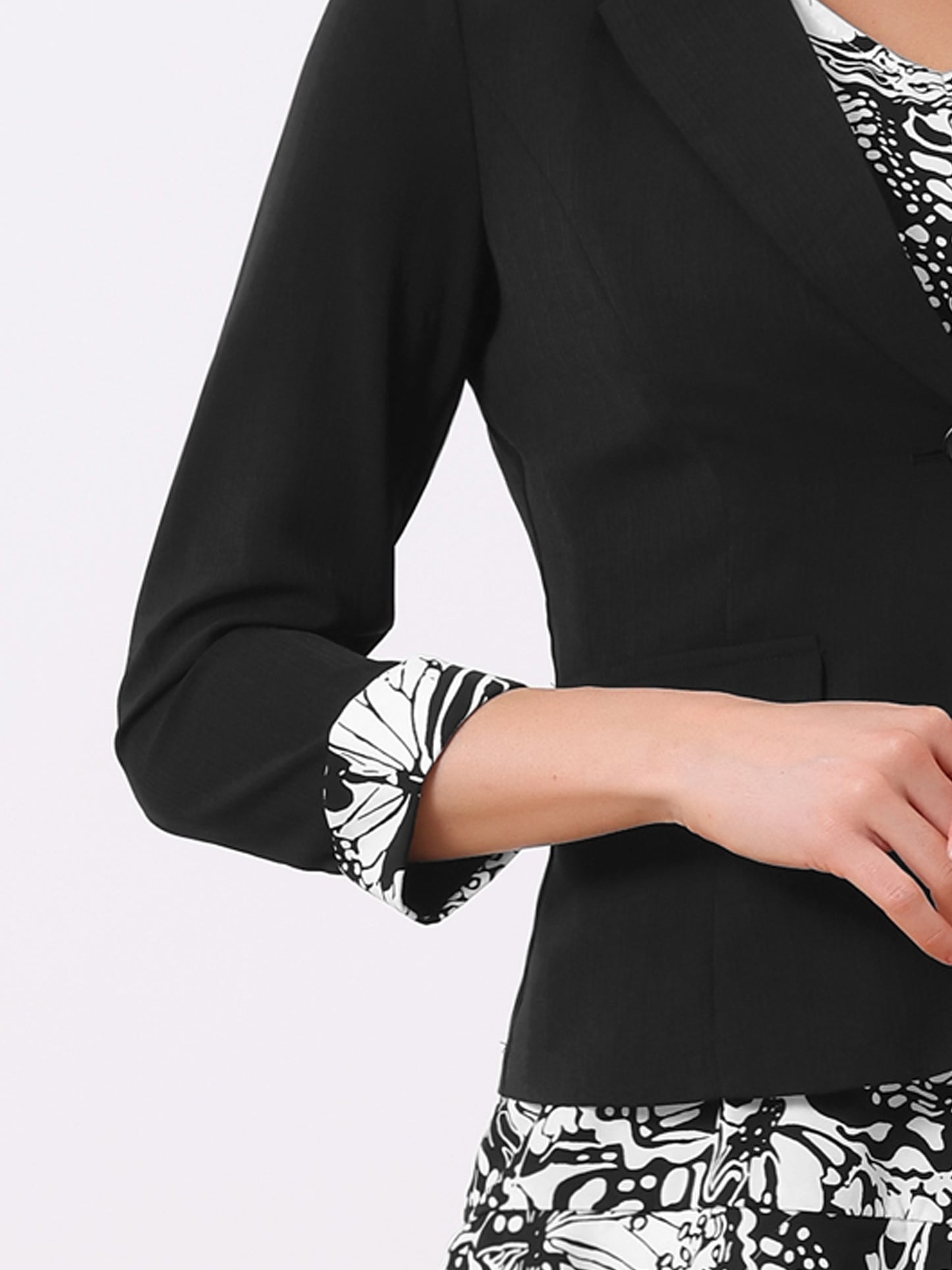 Women's Dress Suit Set Chiffon V Neck Floral Print Dress Contrast Panel Work Blazer