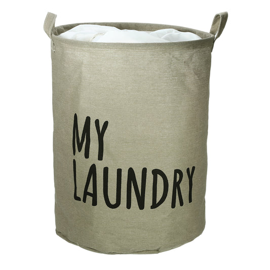 Foldable Laundry Basket, Drawstring Closure Tall Laundry Hamper with Handle Gray