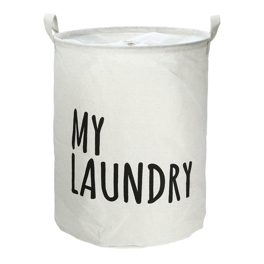 Foldable Laundry Basket, Drawstring Closure Tall Laundry Hamper with Handle White