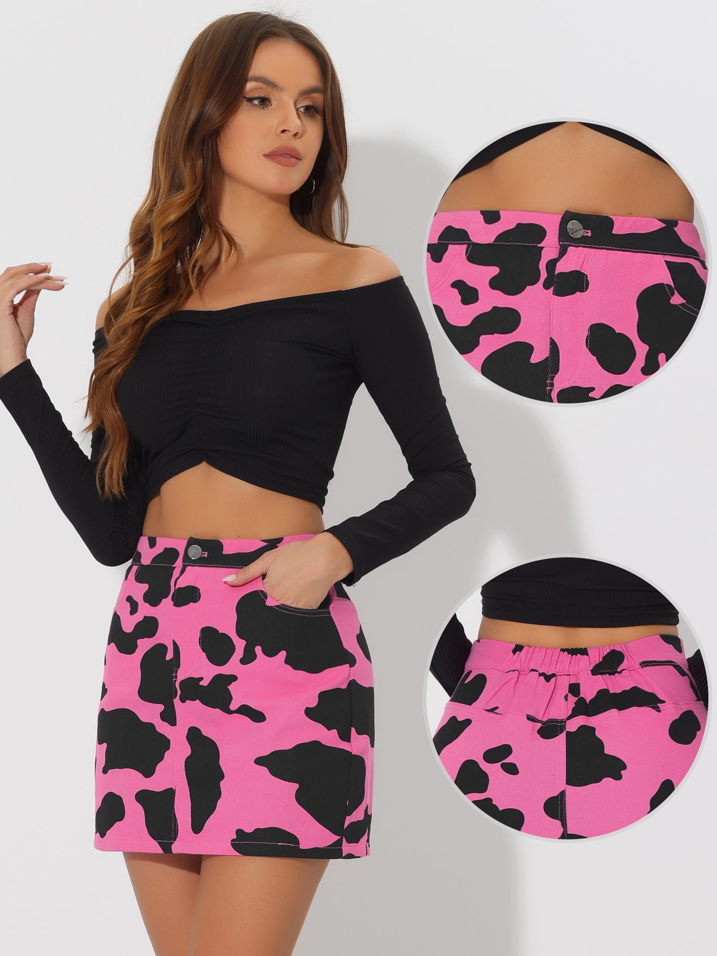 Women's High Waist Mini Print Casual Short Skirt