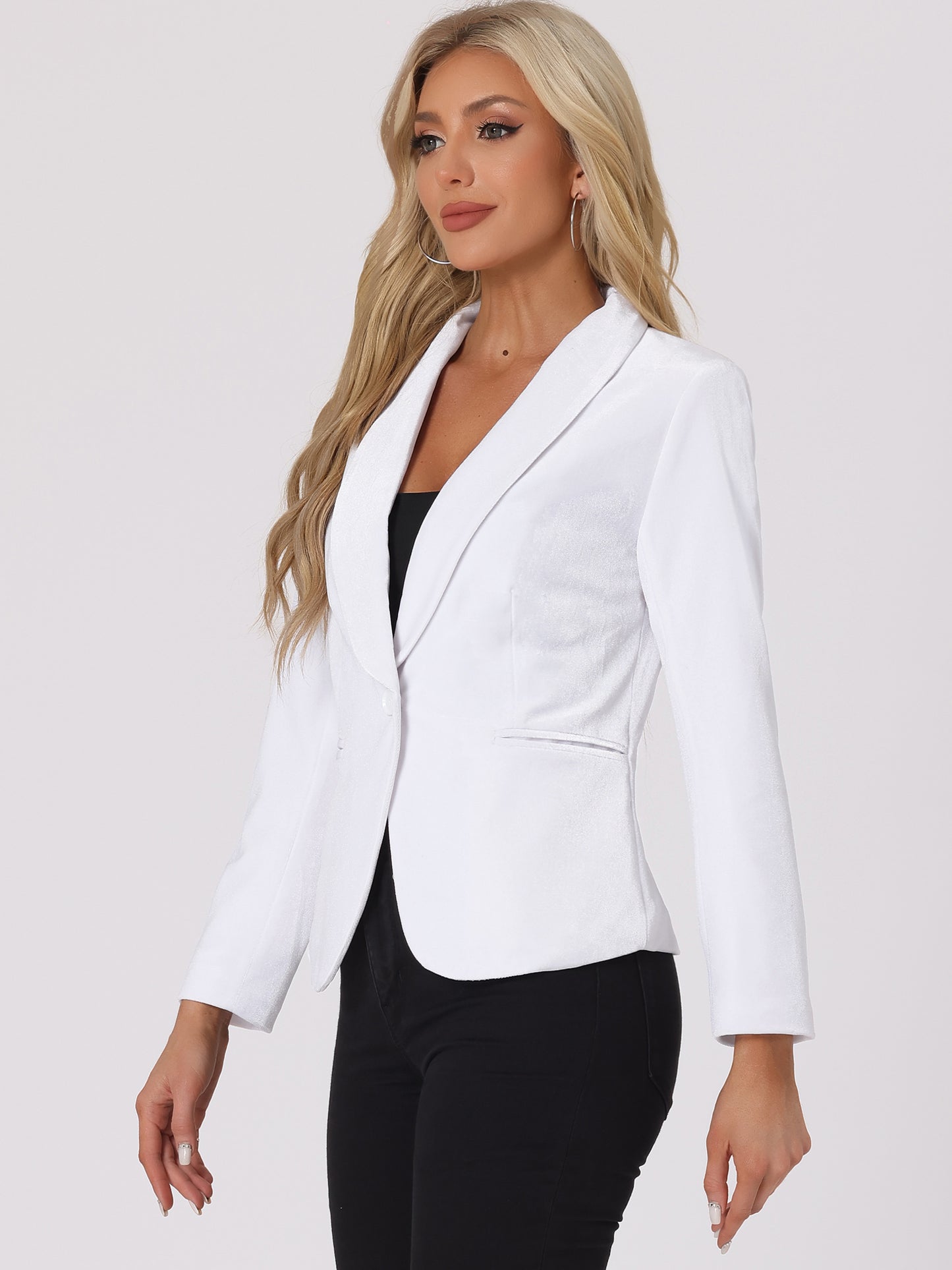 Women's Shawl Collar 1 Button Velvet Blazer (Available in Plus Size)